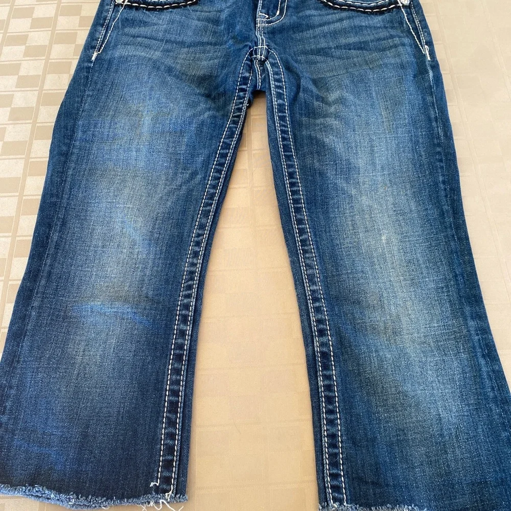 MISS ME Women's Cropped Capri‎ Jeans (cut)  Size 25 X 20 Thick Stitch Bling - Picture 6 of 8